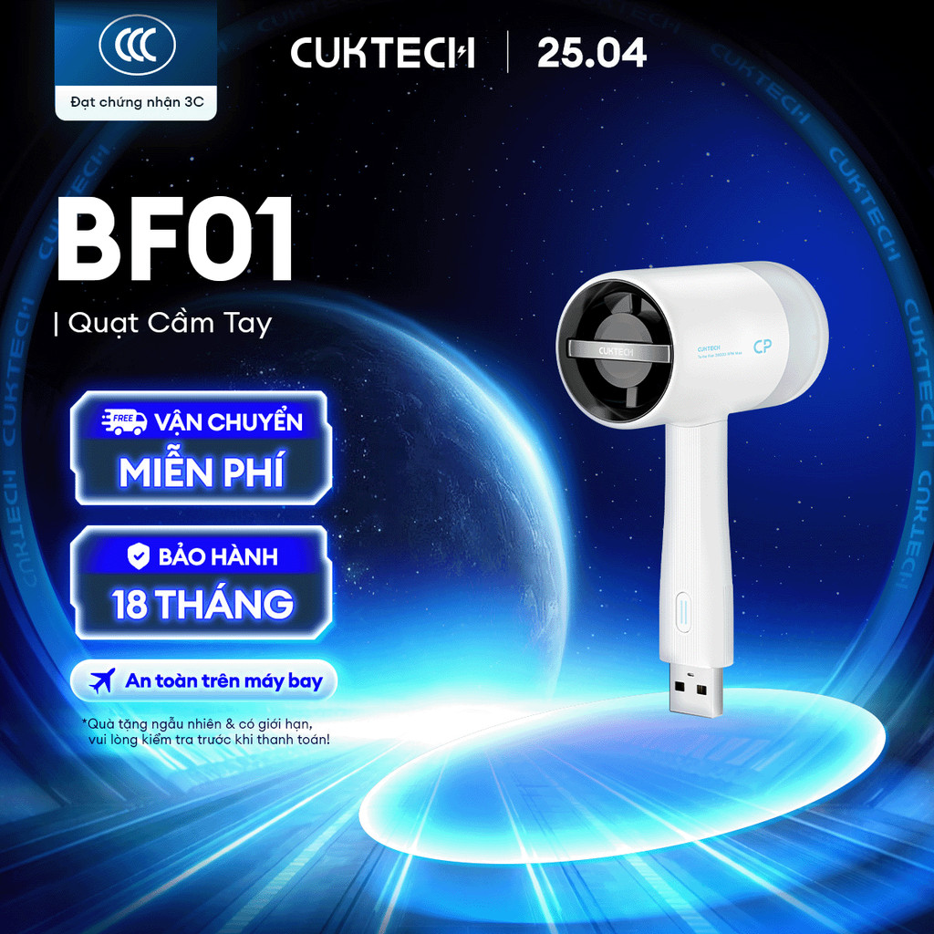 Quạt Cầm tay CUKTECH | 38.000 Vòng/ Phút |3 Chế Độ Gió |  Nhỏ Gọn | Bảo Hành 18 Tháng  BF01 | BigBuy360 - bigbuy360.vn