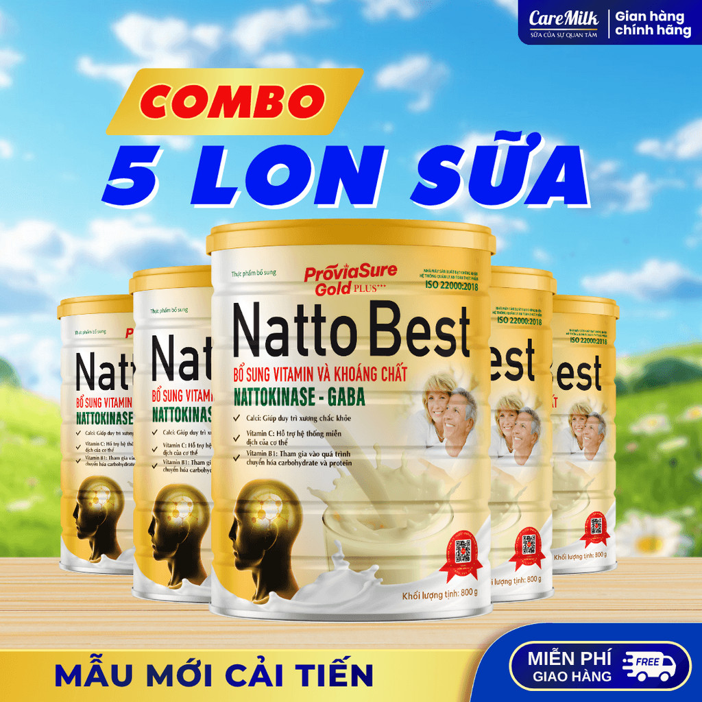 [Combo 5 Lon] Sữa Bột Sụn Cá Mập Natto Best Bổ Não, Giúp Cải Thiện Sức Khoẻ Giảm Tê Bì Tay Chân