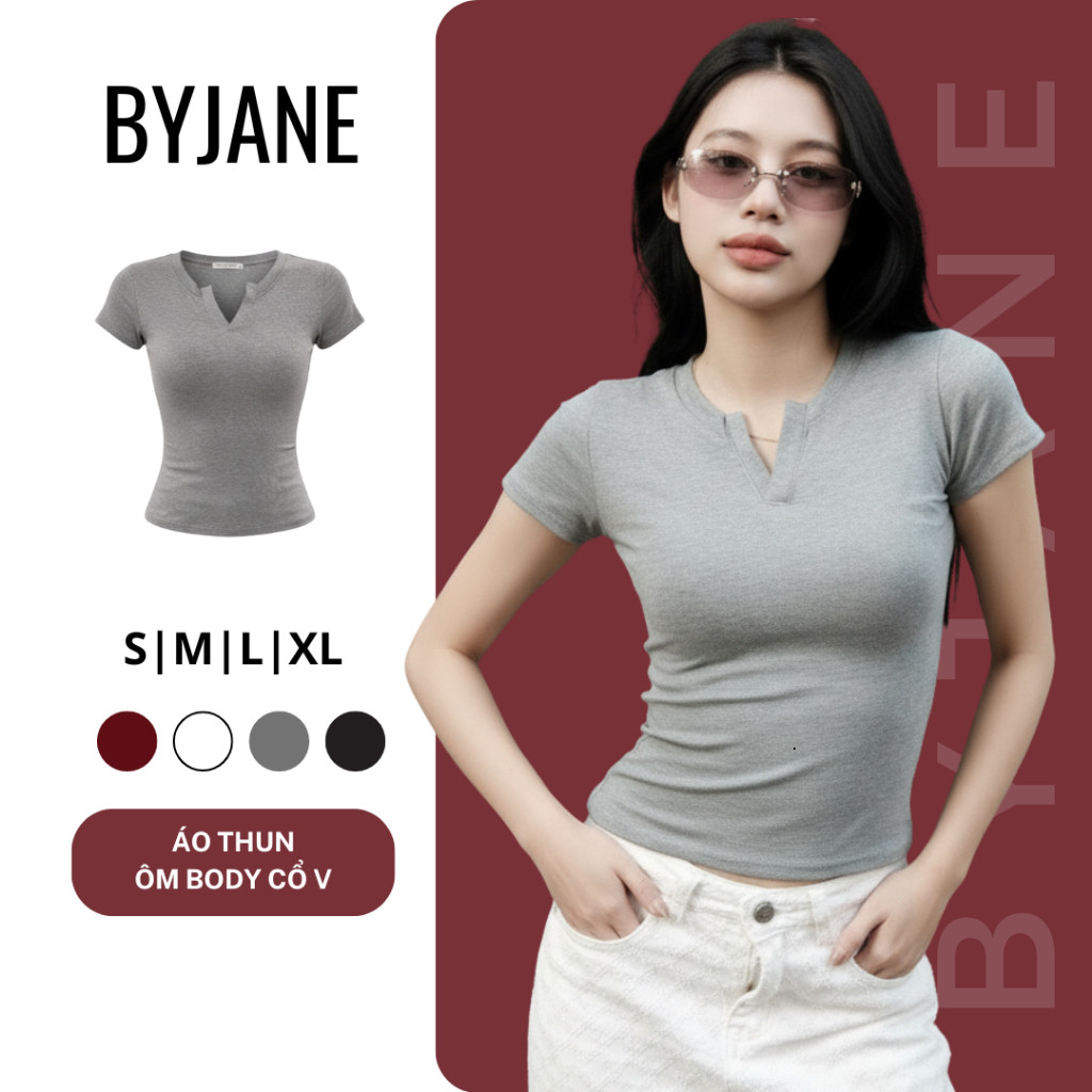 (MỞ BÁN) Áo Thun Cổ Trụ Tàu Ôm Eo Co Dãn 4 Chiều BYJANE-356