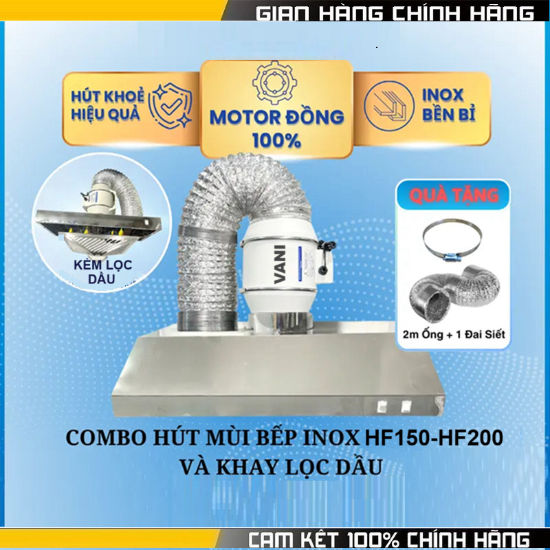 [COMBO HOT] Máy hút mùi bếp HF125,HF200 + Máng inox