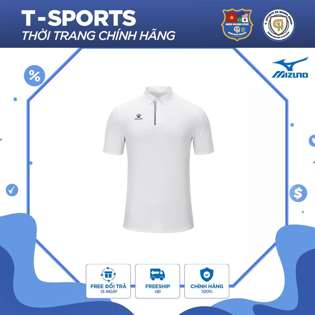 KELME - Áo Polo nam shirt white - Áo Thun Có Cổ Nam Thể Thao Basic Dễ Phối