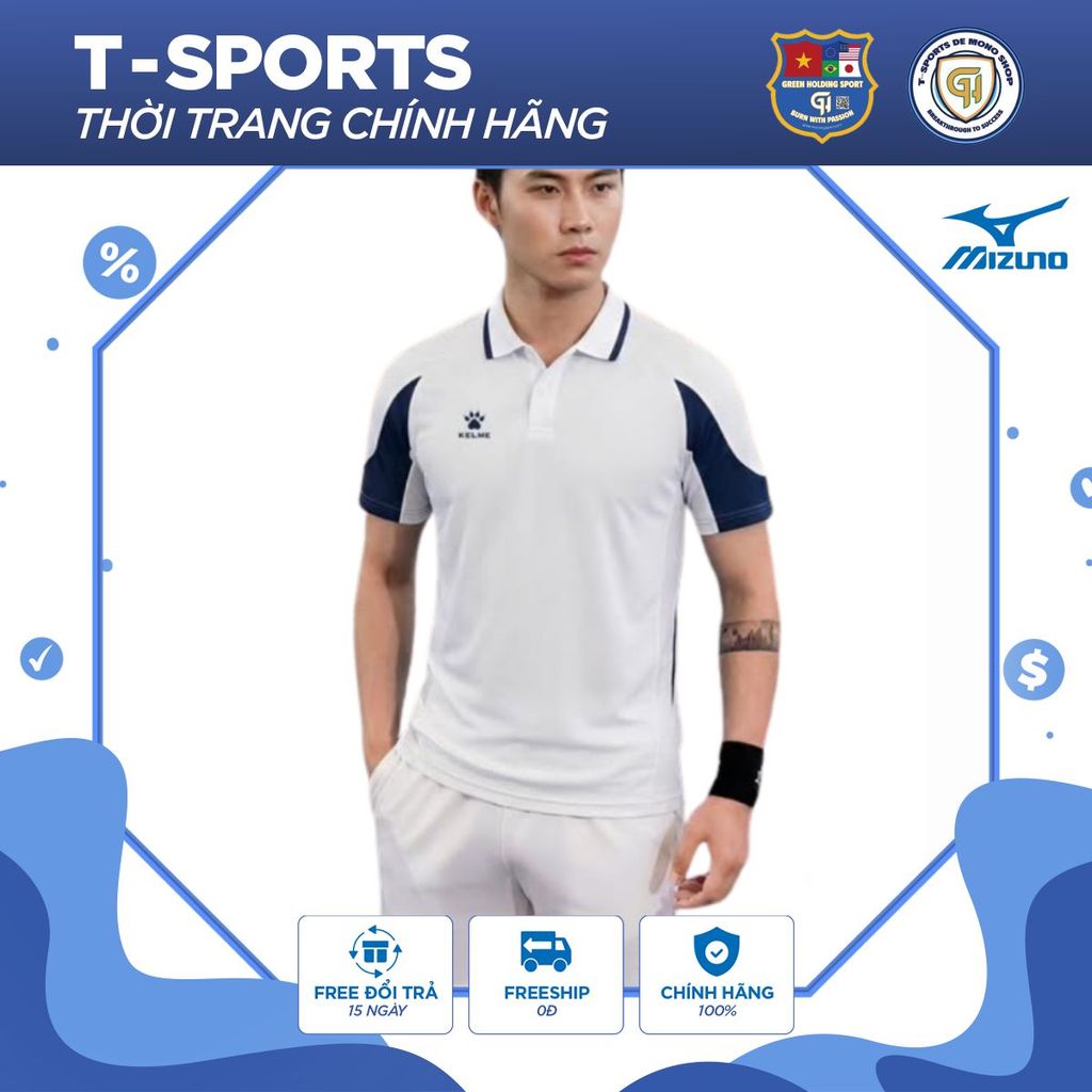 KELME Áo Polo Nam Cổ Bẻ, Áo Thun Nam Thể Thao Co Giãn Thấm Hút Mồ Hôi, Polo Nam Chính Hãng