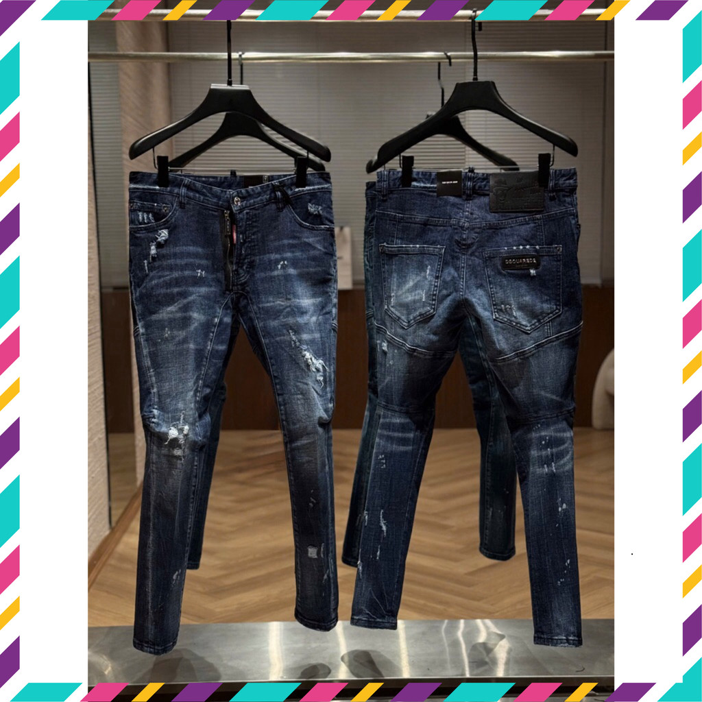 { ÔNG CHÚ AMIRI } Quần Jean Nam Nước Yêu Xanh Hút Chân, Fom Biker Biker Xanh Quảng Châu