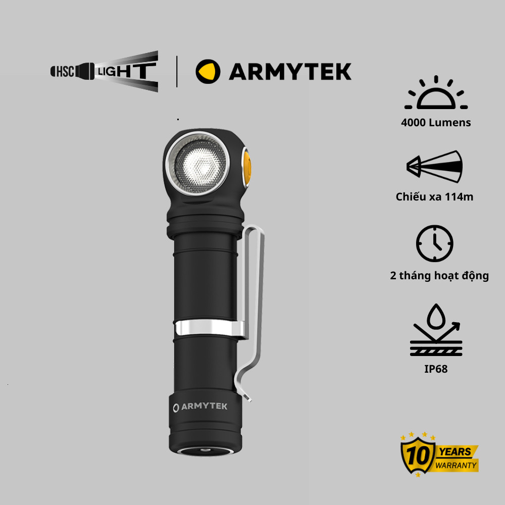 Đèn Đội Đầu Armytek Wizard C2 Pro Max| Turbo 3720-4000 Lumens | Pin 21700 (5000mAh) | Sạc USB Nam Ch