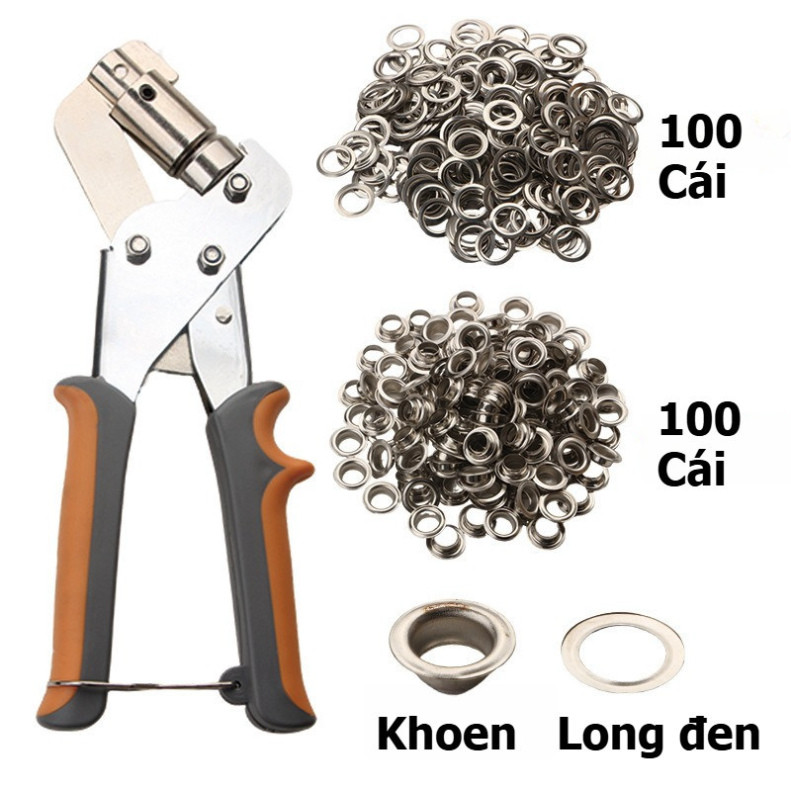 "Kìm Bấm Bạt Hiflex 10mm Khôn Ngoan, 100 Khoen Dụng Cụ Chuyên Dụng"