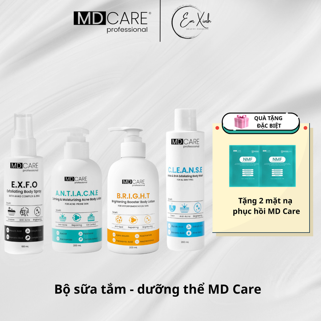 [ĐẠI LÝ CHÍNH HÃNG] Bộ sữa tắm - dưỡng thể MD Care