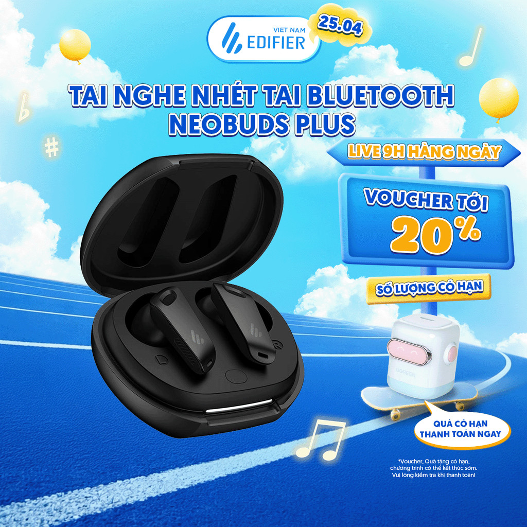 Tai Nghe BIuetooth Nhét Tai Không Dây EDIFIER NEOBUDS PLUS | Chế Độ Chống Ồn | Chơi Nhạc Tới 47H | 15 Tháng Bảo Hành | BigBuy360 - bigbuy360.vn