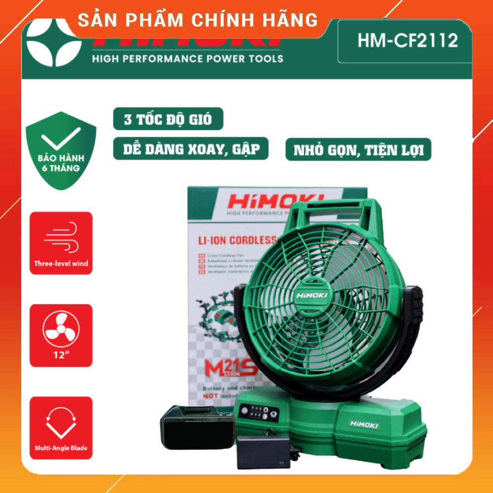 Quạt Tích Điện BOSHUN HIMOKI Pin 21V 180 Độ Quay BẢO HÀNH CHÍNH HÃNG .