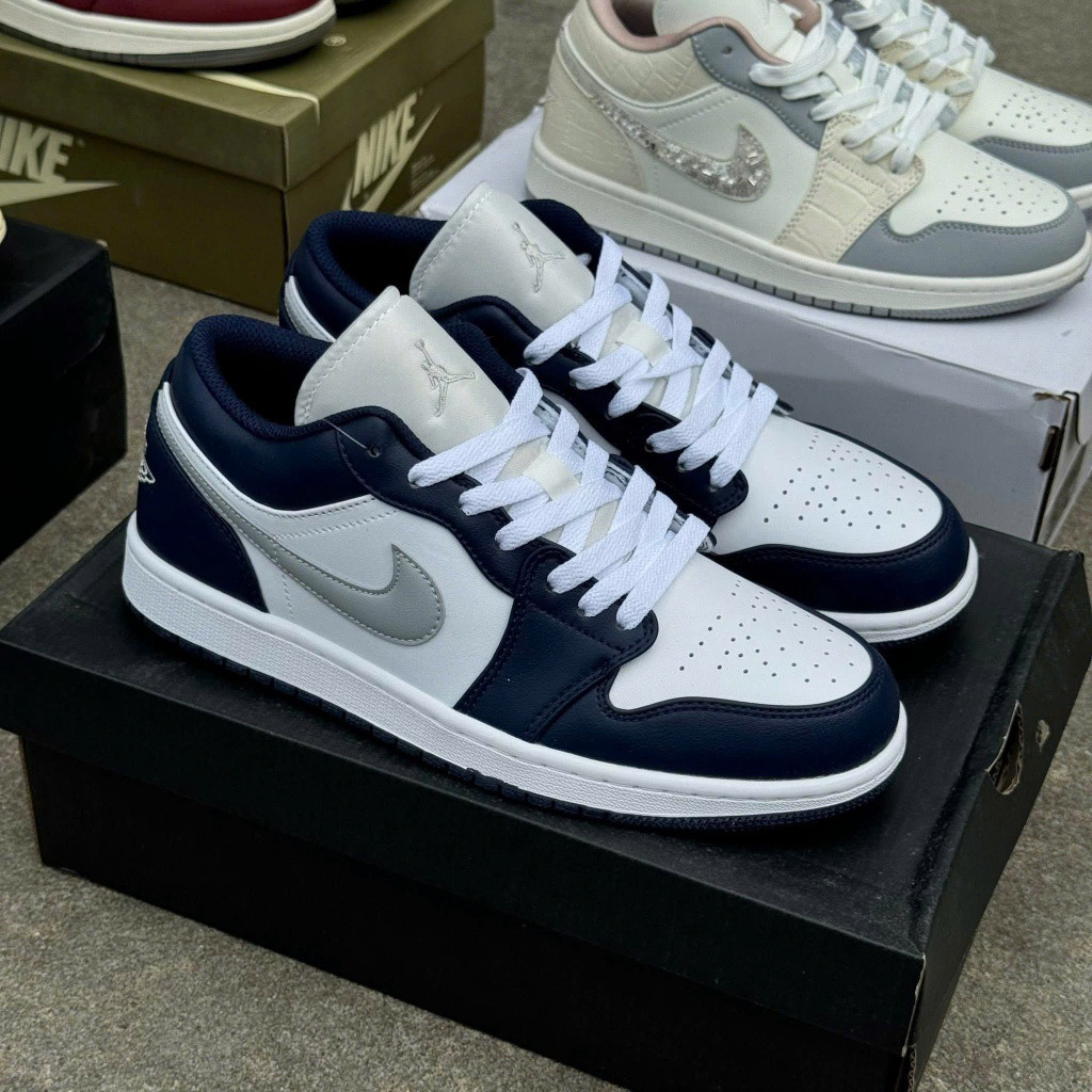 Giày Thể Thao Sneaker NIKE JODAN1 Navy, Rồng Đỏ nam nữ Egan, Giày JD Sashiko nam nữ bản Best full bi