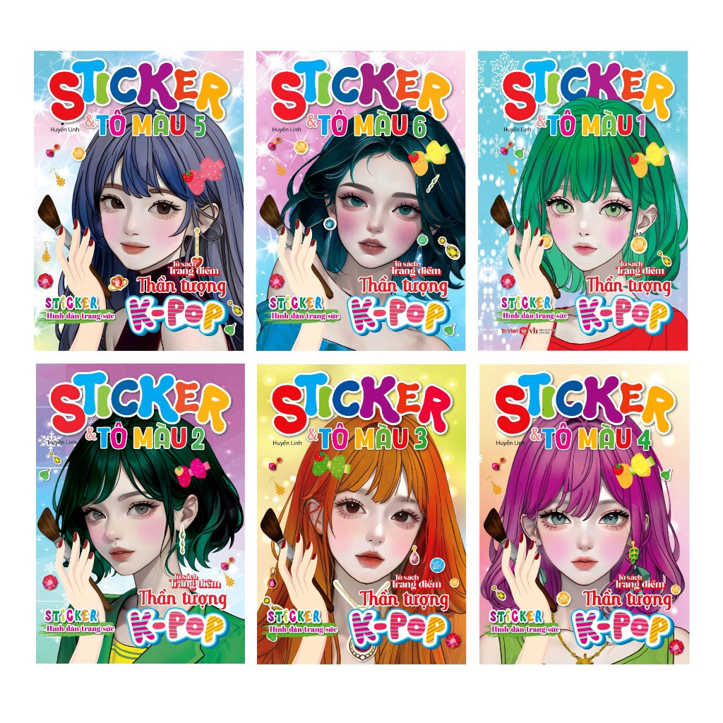 Sách - Tủ sách trang điểm thần tượng K-pop Sticker & Tô màu - Trí Việt Books