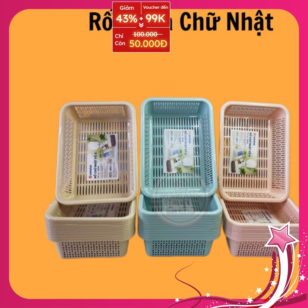 [bán chạy] r Rổ nhựa chữ nhật, rổ đựng đồ cá nhân ,rổ đựng đồ dùng học tập dành cho bé [nhựa việt nh