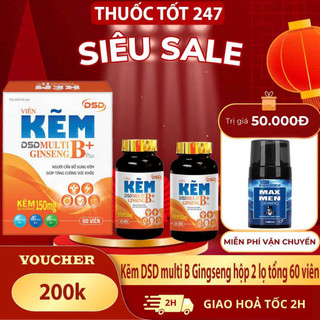 ✅[Chính Hãng] kẽm DSD multi B Gingseng hộp 2 lọ tổng 60 viên ( date mới 2028) THUOCTOT247