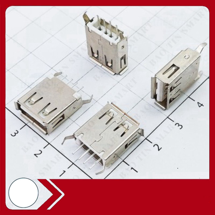 [20 Cái]- AF180 Cổng USB Cái 2.0 Type A 4 Chân Thẳng Xuyên Lỗ Tổng Kho Linh Kiện 86