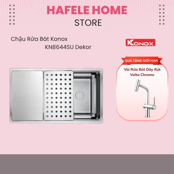 Chậu Bếp Konox KN8644SU Dekor – Inox POSCO SUS304 Cao Cấp Bền Bỉ - Khả Năng Chống Mài Mòn Tốt