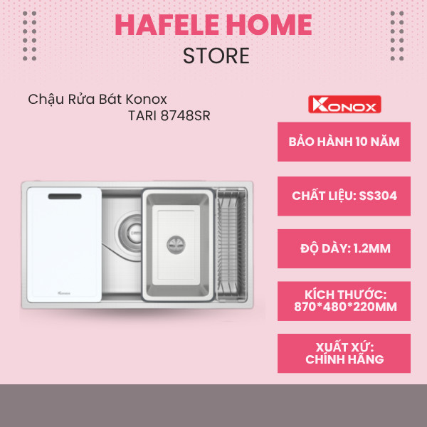 Chậu Rửa Bát Konox TARI 8748SR - Bề Mặt Linen Hạt Siêu Nhỏ - Chống Xước Vượt Bậc