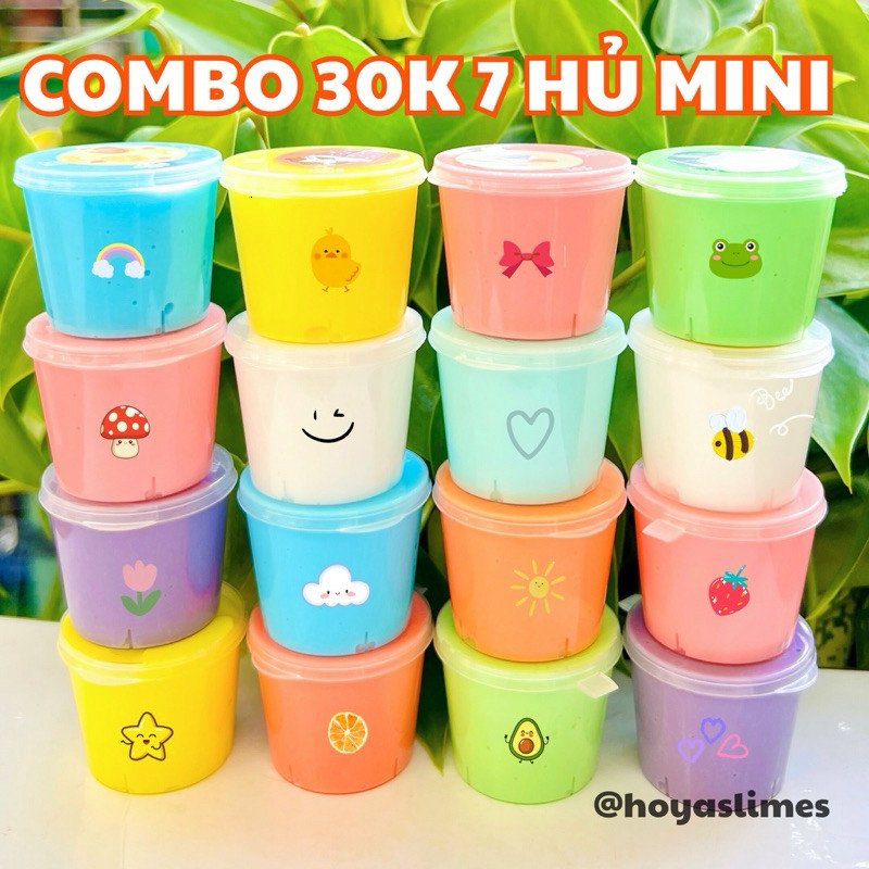 [Giá Sỉ] Combo 7/10 Hủ Mini Basic Slime 1K Không Dính Tay Kèm Borax, Cốm/ Đồ Chơi Chất Nhờn Slam An 