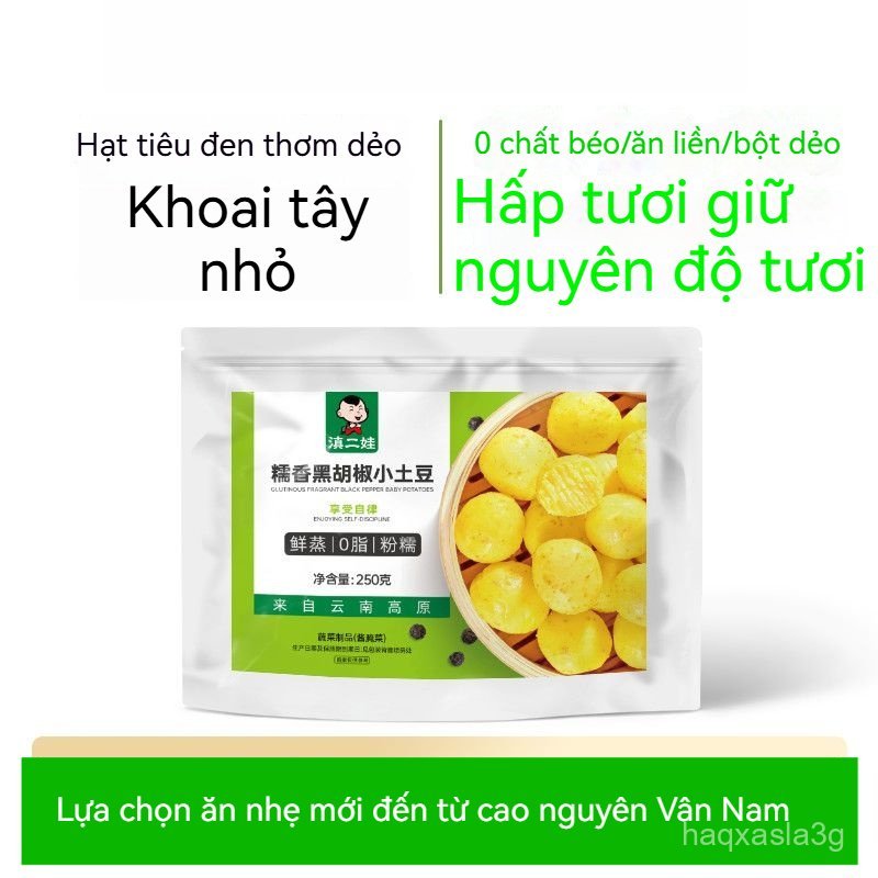 0Khoai tây nhỏ sốt tiêu đen, rau củ ăn liền, bữa ăn thay thế ít calo cho người tập thể dục, món ăn v