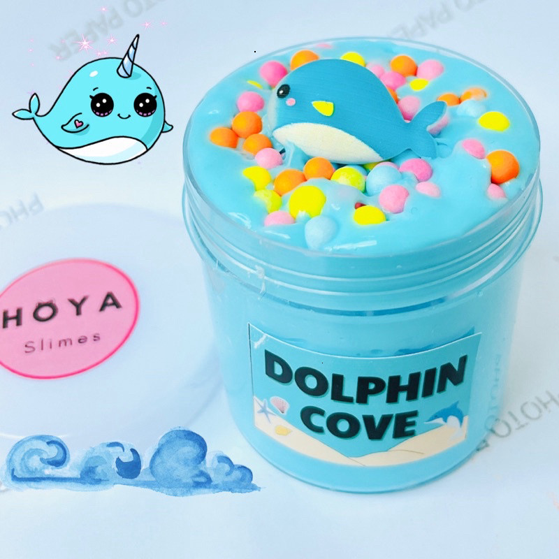 DOLPHIN'S COVE/ Slime Basic Có Xốp Pastel Cá Heo Nhiều Màu/ Đồ Chơi Chất Nhờn Ma Quái/ Slime Kèm Cha