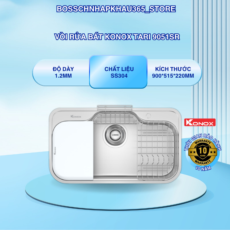 Chậu Rửa Bát Konox TARI 9051SR – Bề Mặt Linen Siêu Nhỏ – Chống Xước Hiệu Quả – Bossch365