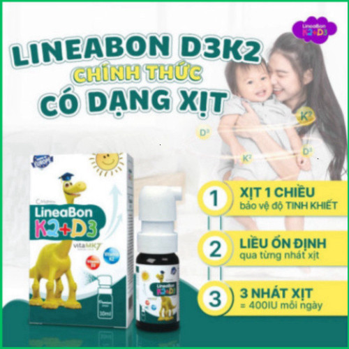 D3 K2 Lineabon bổ sung vitamin d3 cho trẻ sơ sinh, giảm còi xương d2k3, tăng chiều cao - Nhập khẩu c