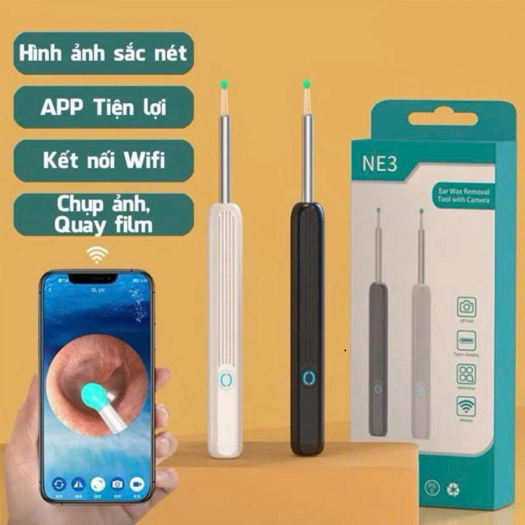 Dụng Cụ Lấy Ráy Tai NE3 Pro Có Gắn Camera Nội Soi Đa Năng Hình Ảnh Sắc Nét - Bách Hóa Hunter