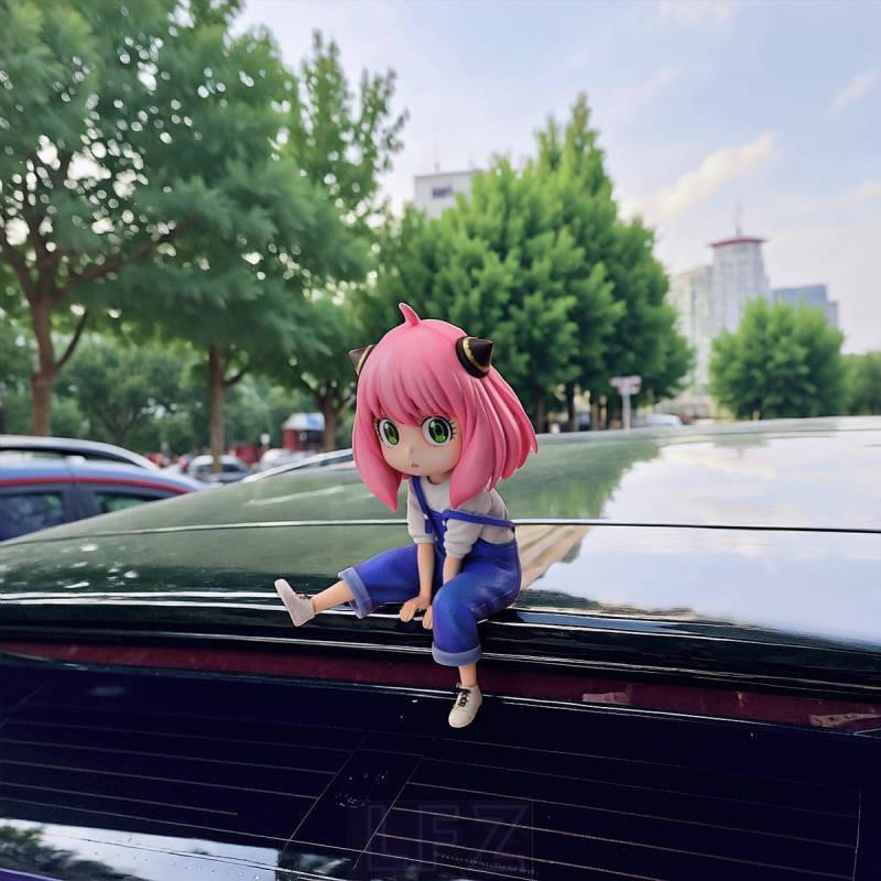 Anya Garage Kits Ornaments Spy Play House Suspender Pants Pink Girl Car Car Tail Pendant Car Outer W
