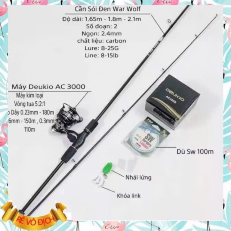[HOT] COMBO Cần Câu Lure Máy Đứng Deukio AC2000 Và Phụ Kiện Giá Rẻ , Bộ Cần Câu Cá Lure Sói Đen. doc