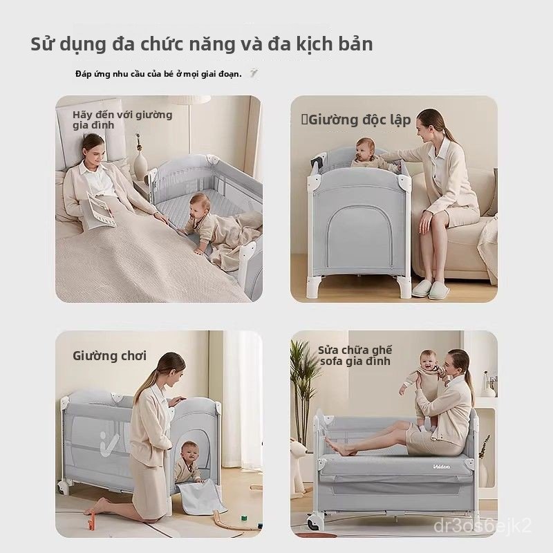 VALDERA Cũi em bé gấp gọn có thể gắn vào giường lớn, đa chức năng dành cho trẻ sơ sinh. bb Giường tr
