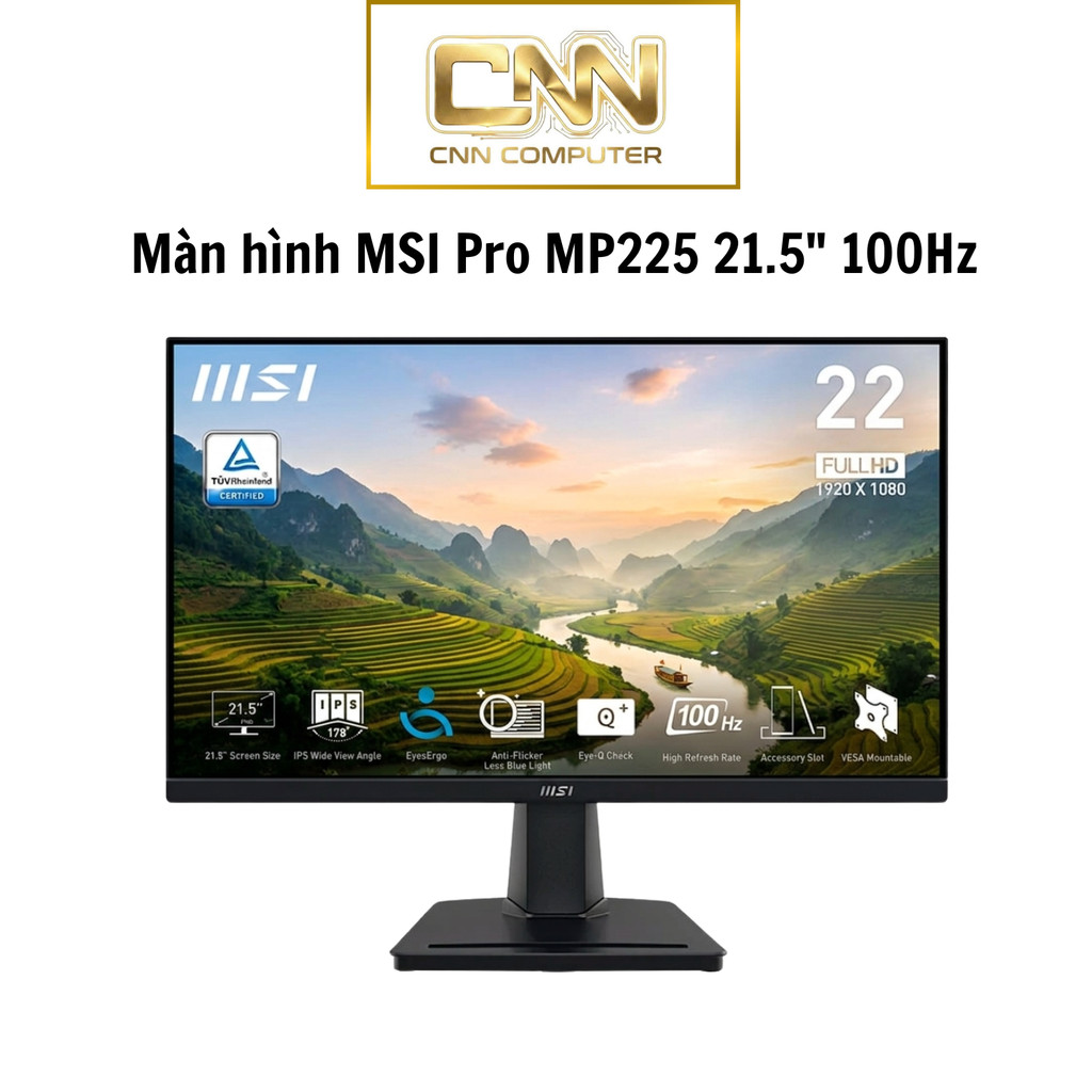 Màn Hình Máy Tính MSI Pro MP225 21.5in 100Hz, Full HD, IPS, Viền Mỏng, Bảo Hành 24 Tháng
