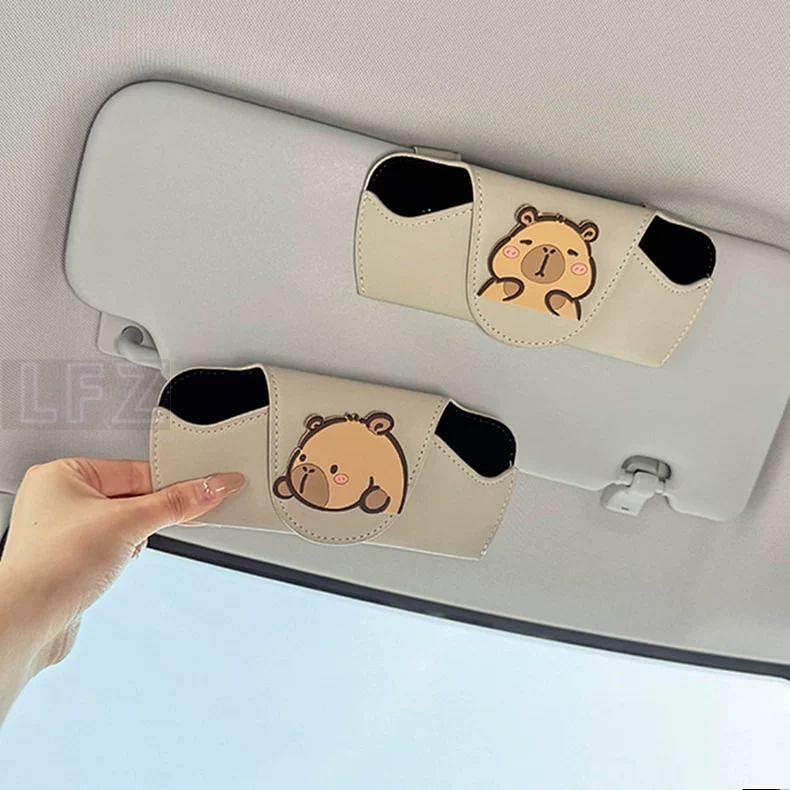 Car Glasses Case Car Interior Sunglasses Case Holder Cute Sun Visor Glasses Clip Sunglasses Storage 