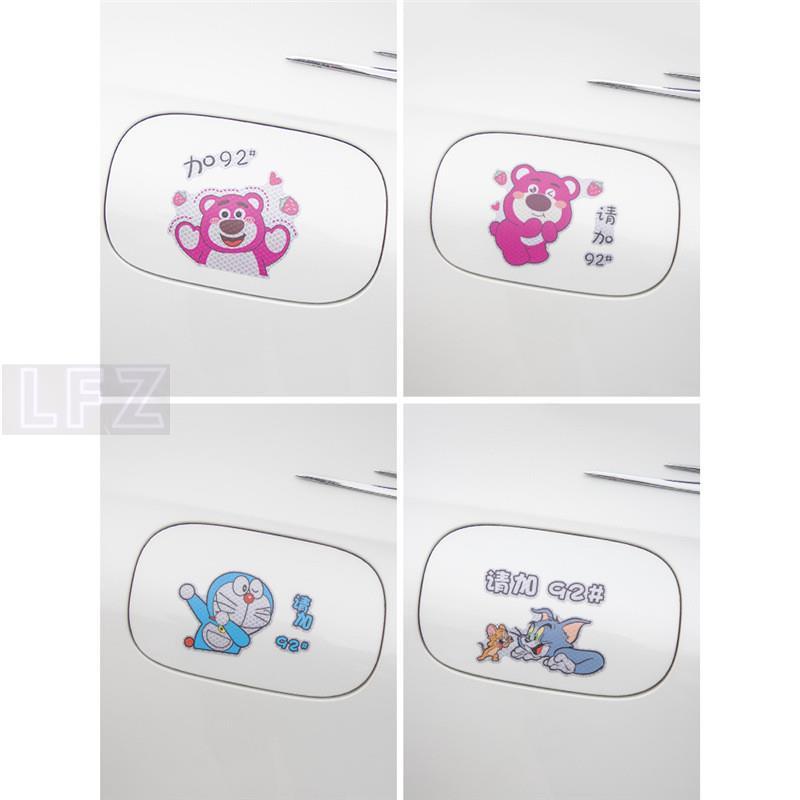 Automotive Fuel Tank Cap Bumper Stickers Cute Cartoon Reflective Sticker Tips plus 92 95 Fuel Tank C
