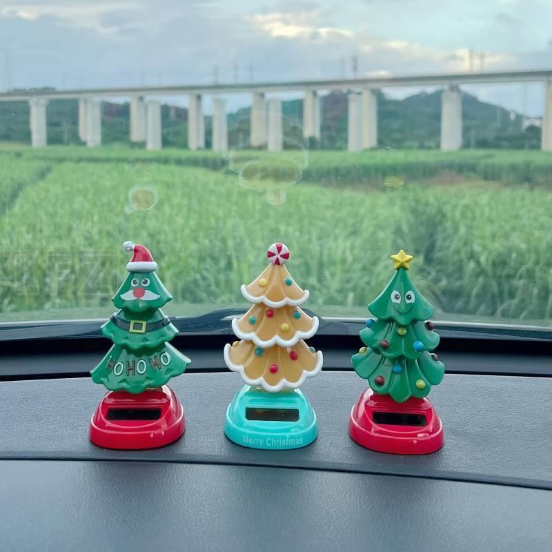 Solar Christmas Tree Car Decoration Cartoon Christmas Element Christmas Tree Ornaments Tail Decorati