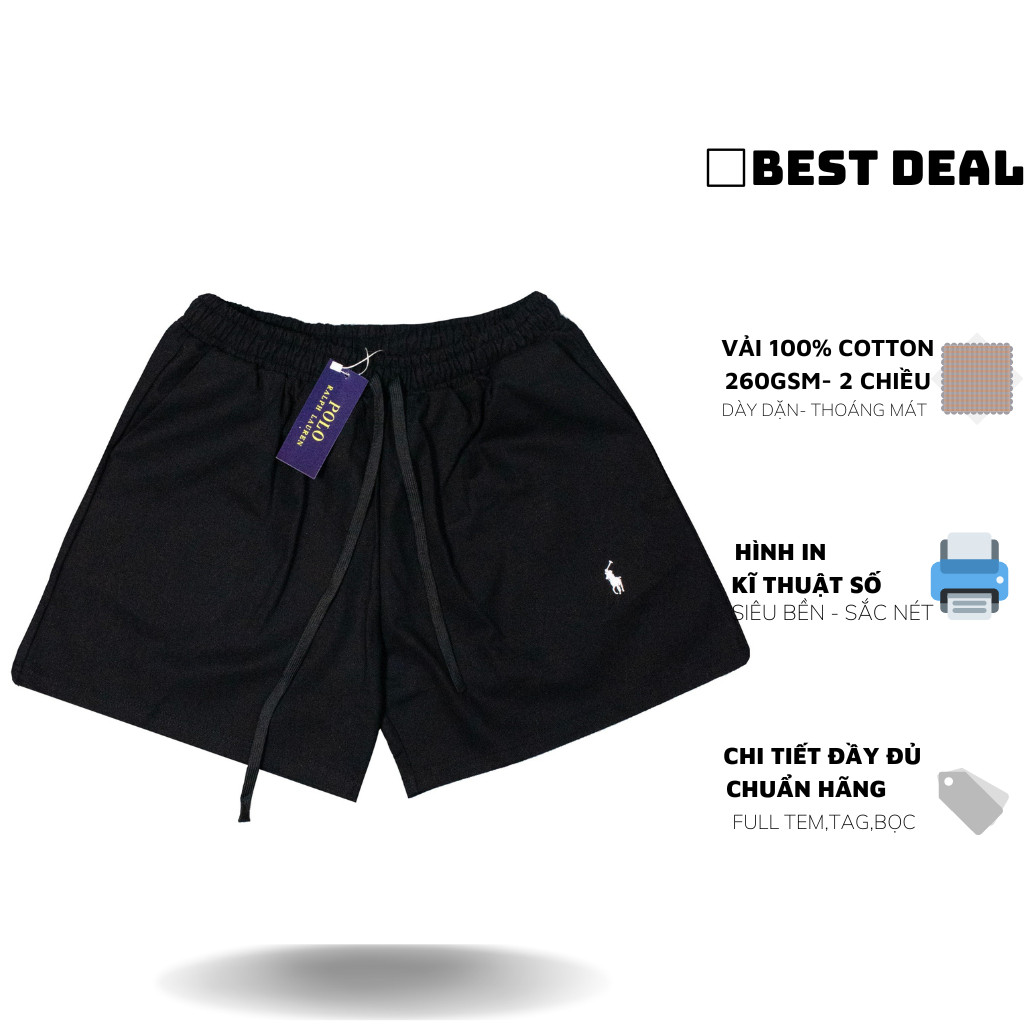 CHÍNH HÃNG Quần short Ralp Laurent thêu logo vải dù mới nhất Quần short Ralp Laurent thêu logo mới n