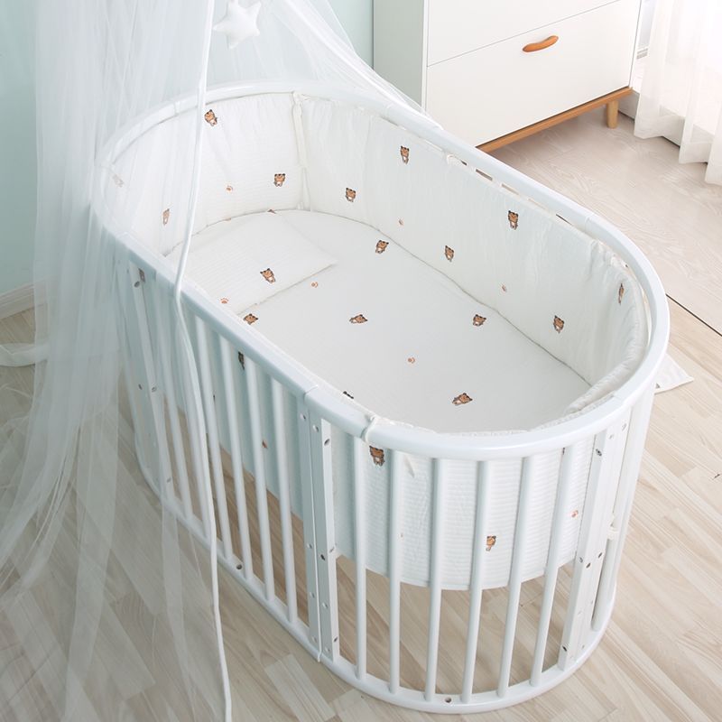 Nordic solid wood baby crib for newborns, multifunctional bb The bed is movable and can be combined 