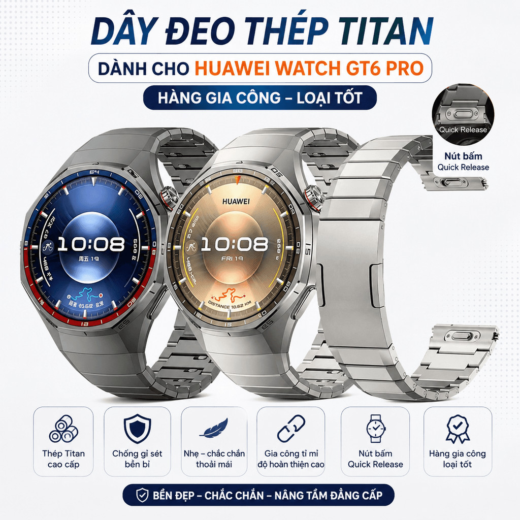 Dây đeo bằng hợp kim Titan dành cho Huawei Watch GT6 Pro (46mm),Hàng gia công, loại xịn