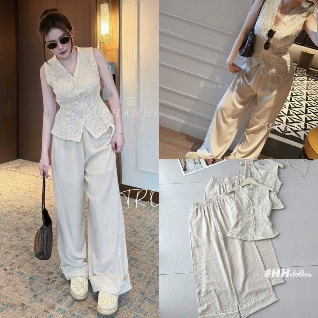 Set Bộ Nữ Thiết Kế Phối Ren Cao Cấp - Outfit Tiểu Thư Sang Chảnh Dự Tiệc, Hẹn Hò