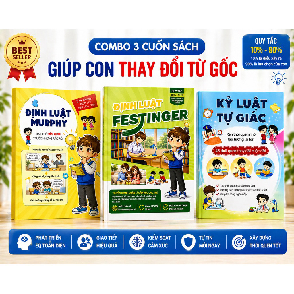 Sách - Combo 3 cuốn: Định luật Murphy + Định Luật Festinger + Kỷ luật tự giác