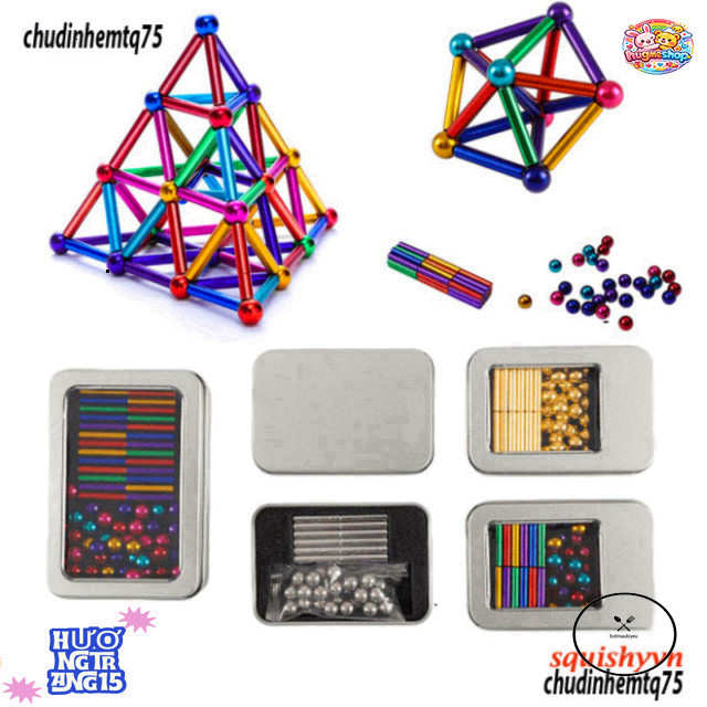 Bộ Ghép Hình Nam Châm Bucky Bars 216 Chi Tiết Phát Triển Trí Tuệ Cho Bé