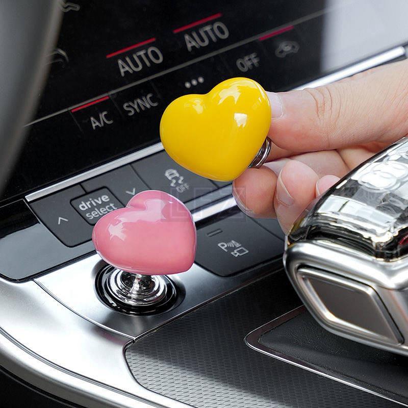 Car One-Click Start Decorative Sticker Protective Cover Modification Love Heart-Shaped Ignition Swit