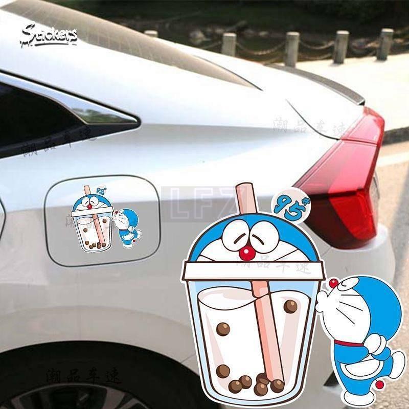 Cute Doraemon Fuel Tank Cap Bumper Stickers Personalized Cartoon Pokonyan Decorative Fuel Tank Bumpe