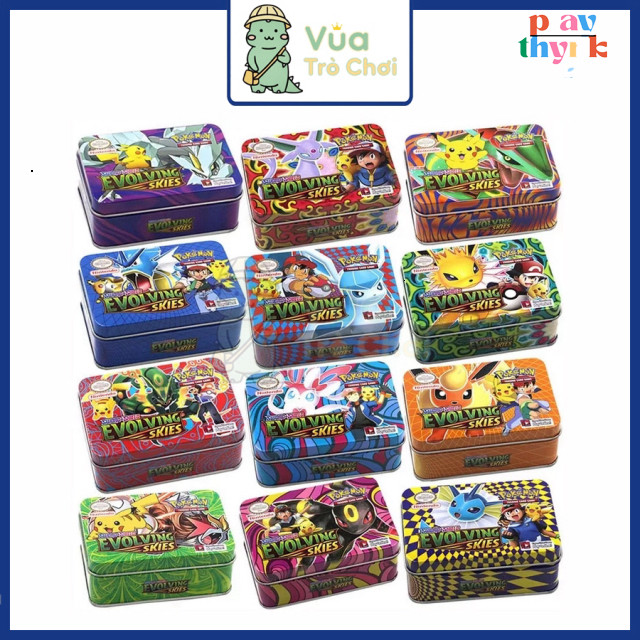 Bài Pokemon Hộp Sắt 42 Thẻ Tặng Kèm 1 Thẻ Vip Pokemon Hộp Thiếc Đồ Chơi Trẻ Em Xả Stress Sưu Tầm