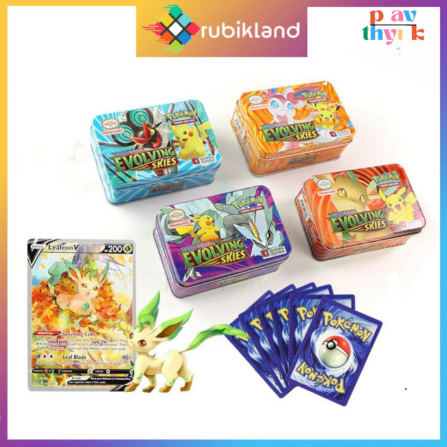 Bài Pokemon Hộp Sắt 42 Thẻ Tặng Kèm 1 Thẻ Vip Pokemon Hộp Thiếc Đồ Chơi Trẻ Em Xả Stress Sưu Tầm