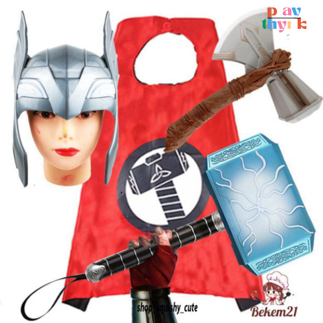Búa rìu mặt nạ áo choàng THOR Bộ Khiên Mặt Nạ Captain America và Búa Thor Hóa Trang Halloween