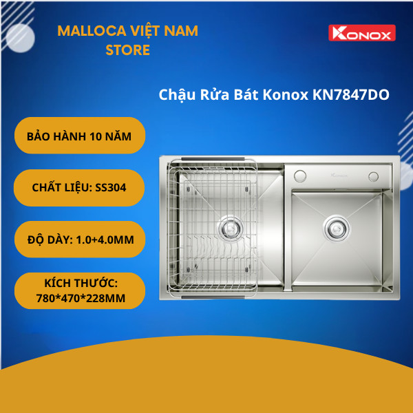 Chậu Rửa Bát Konox KN7847DO – Hệ Thống Siphon Cải Tiến – Thoát Nước Nhanh – Ngăn Mùi Hôi Hiệu Quả