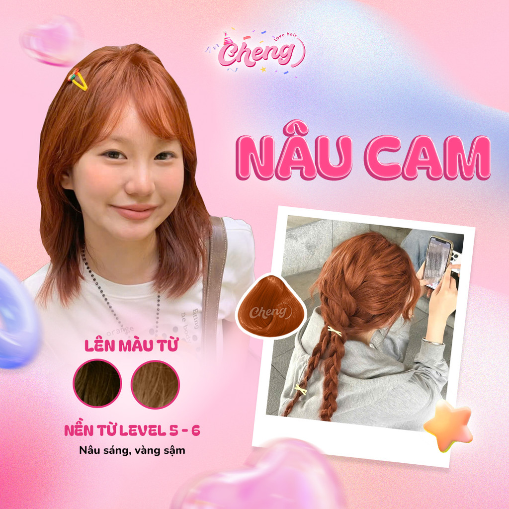 Thuốc Nhuộm Tóc Màu NÂU CAM Không Tẩy | Chenglovehair, Chenglovehairs