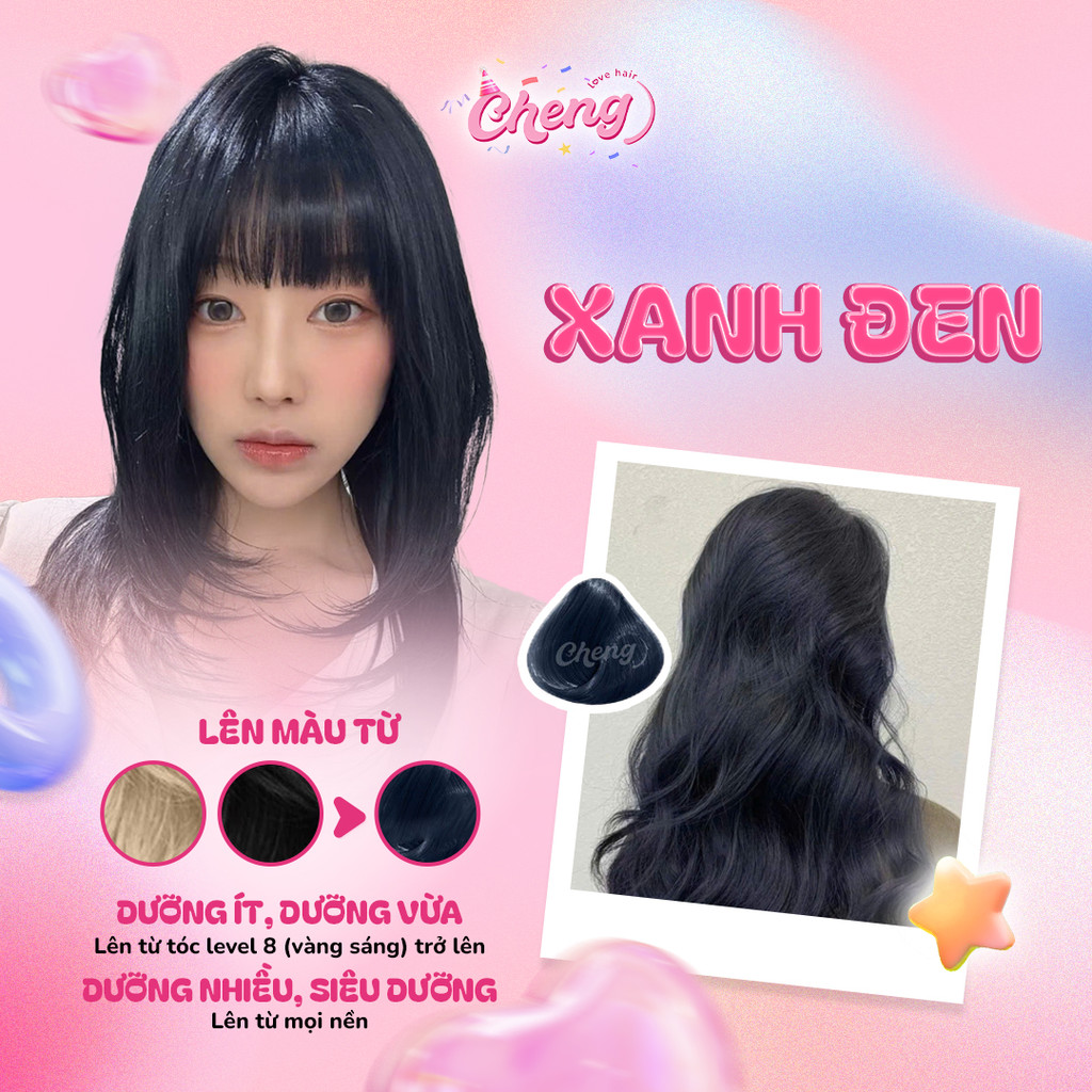Thuốc Nhuộm Tóc Màu XANH ĐEN, Xanh Than, Xanh Dương Đen Không Tẩy | Chenglovehair, Chenglovehairs