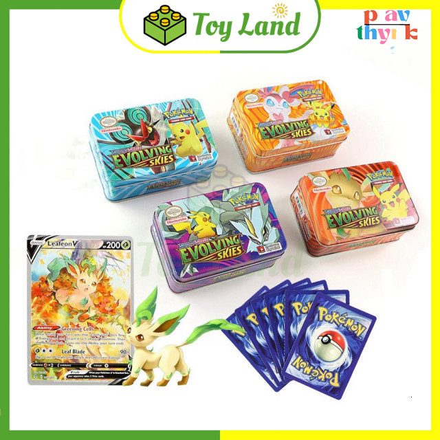 Bài Pokemon Hộp Sắt 42 Thẻ Tặng Kèm 1 Thẻ Vip Pokemon Hộp Thiếc Đồ Chơi Trẻ Em Xả Stress Sưu Tầm