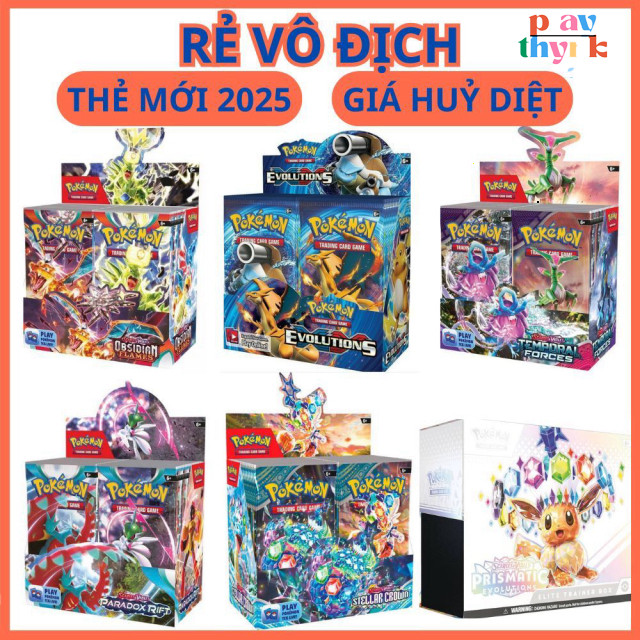 [GIÁ SIÊU RẺ] 20/50/100 Thẻ Bài Pokemon Prismatic Evolutions XY Evolutions Destined Rivals Hàng Mới 