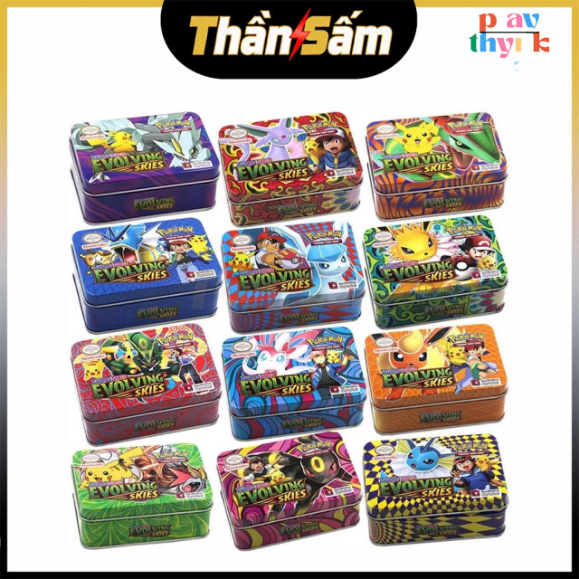 Bài Pokemon Hộp Sắt 42 Thẻ Tặng Kèm 1 Thẻ Vip Pokemon Hộp Thiếc Đồ Chơi Trẻ Em Xả Stress Sưu Tầm