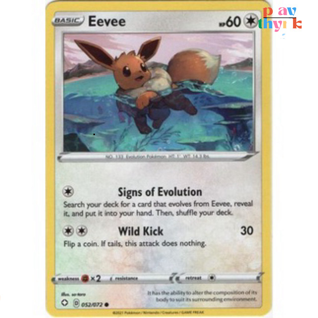 Thẻ Bài Pokemon Eevee - 52/72 - Common